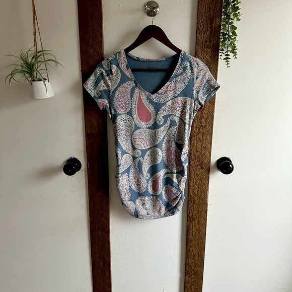 Y2K Motherhood Maternity Women’s Paisley Print V-Neck Top Size Maternity Small - Picture 3 of 13